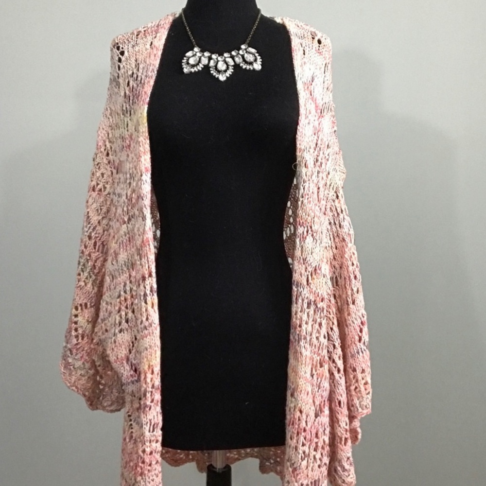 Ecote Rainbow Thread Open Knit Drapey Cardigan